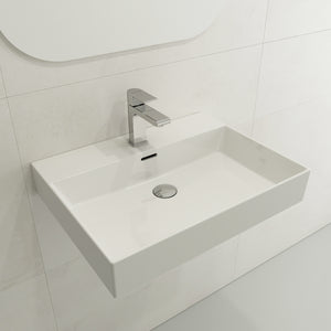 Alternate Image for BOCCHI Milano 24" Rectangle Wallmount Fireclay Bathroom Sink, White, Single Faucet Hole, 1376-001-0126