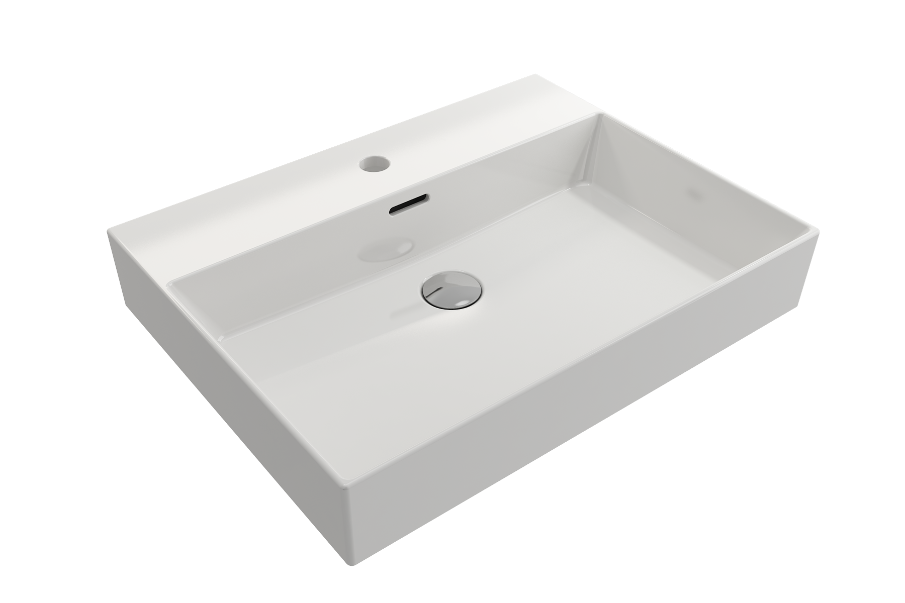 BOCCHI Milano 24" Rectangle Wallmount Fireclay Bathroom Sink, White, Single Faucet Hole, 1376-001-0126