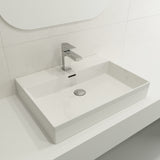 BOCCHI Milano 24" Rectangle Wallmount Fireclay Bathroom Sink, White, Single Faucet Hole, 1376-001-0126