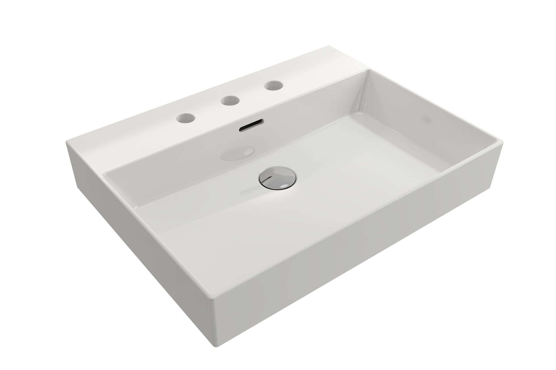 BOCCHI Milano 24" Rectangle Wallmount Fireclay Bathroom Sink, White, 3 Faucet Hole, 1376-001-0127