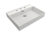 BOCCHI Milano 24" Rectangle Wallmount Fireclay Bathroom Sink, White, 3 Faucet Hole, 1376-001-0127