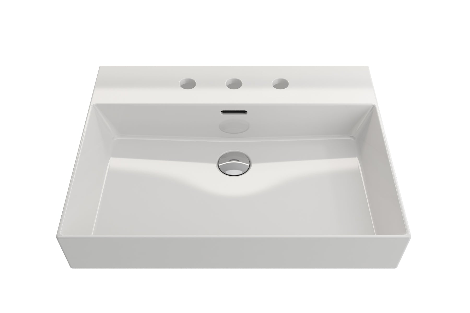 BOCCHI Milano 24" Rectangle Wallmount Fireclay Bathroom Sink, White, 3 Faucet Hole, 1376-001-0127