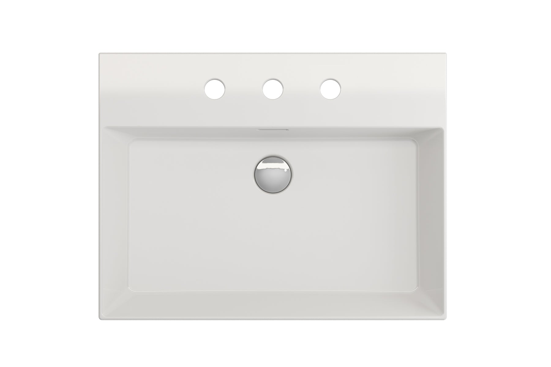 BOCCHI Milano 24" Rectangle Wallmount Fireclay Bathroom Sink, White, 3 Faucet Hole, 1376-001-0127