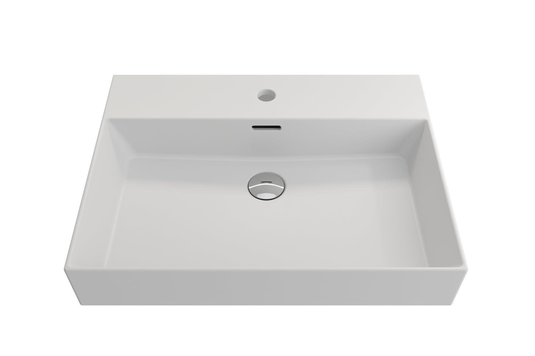 BOCCHI Milano 24" Rectangle Wallmount Fireclay Bathroom Sink, Matte White, Single Faucet Hole, 1376-002-0126