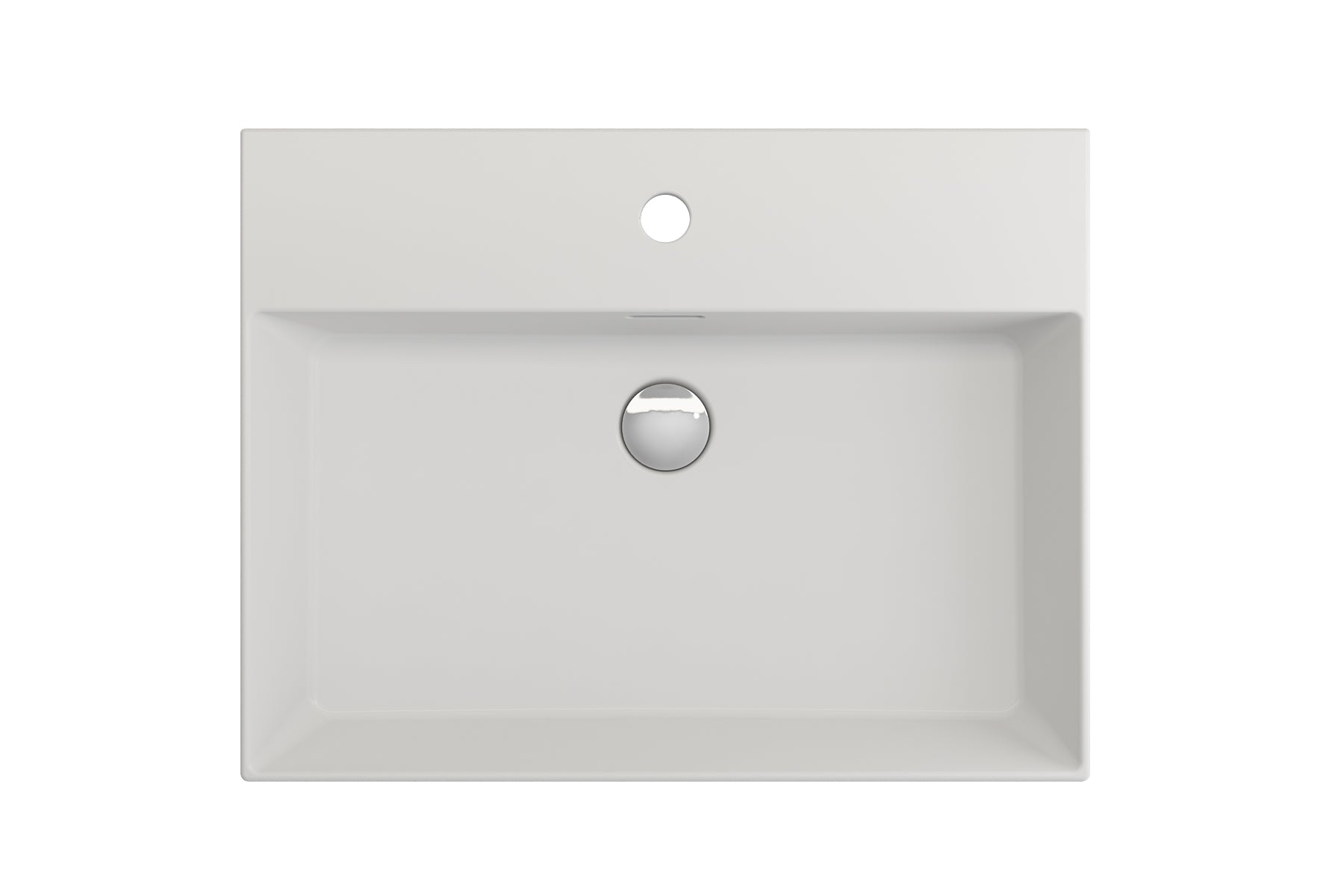BOCCHI Milano 24" Rectangle Wallmount Fireclay Bathroom Sink, Matte White, Single Faucet Hole, 1376-002-0126