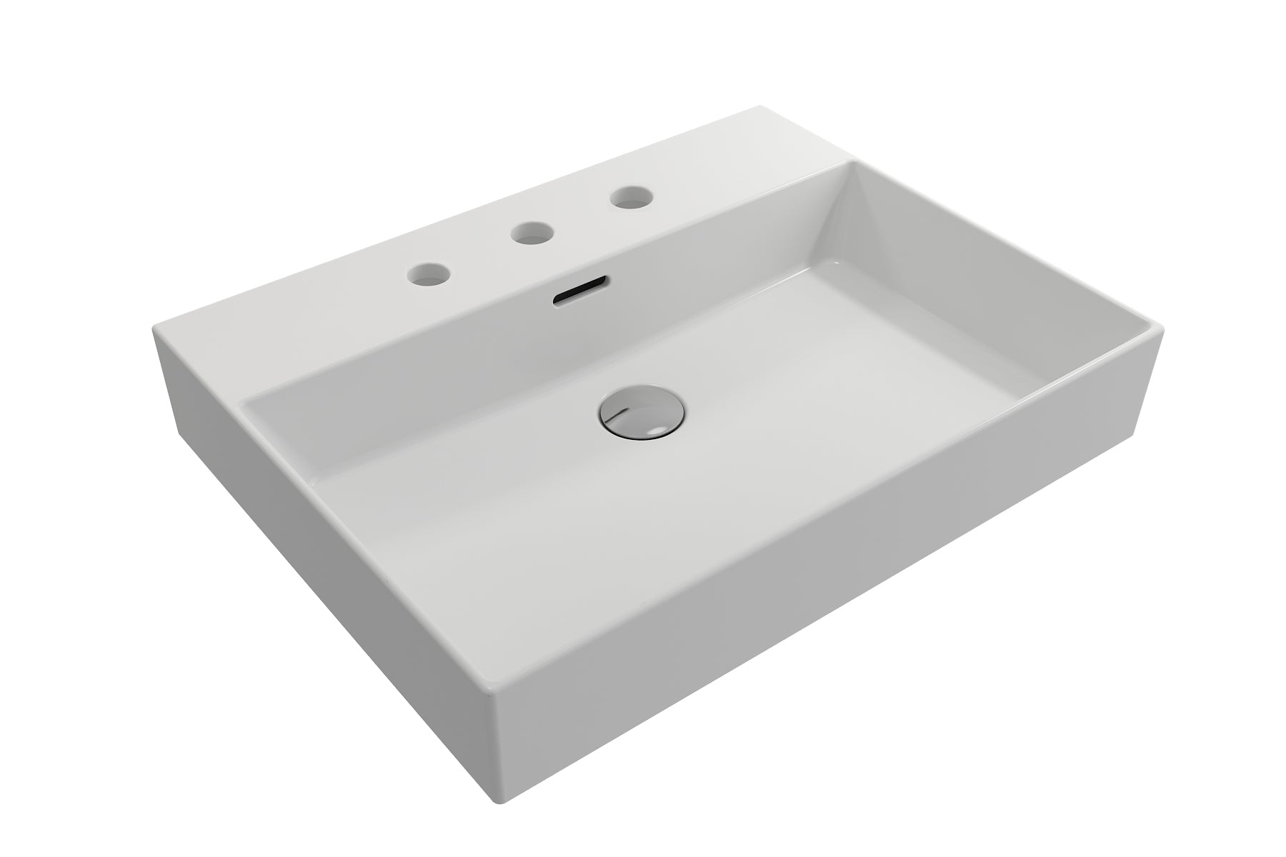 BOCCHI Milano 24" Rectangle Wallmount Fireclay Bathroom Sink, Matte White, 3 Faucet Hole, 1376-002-0127