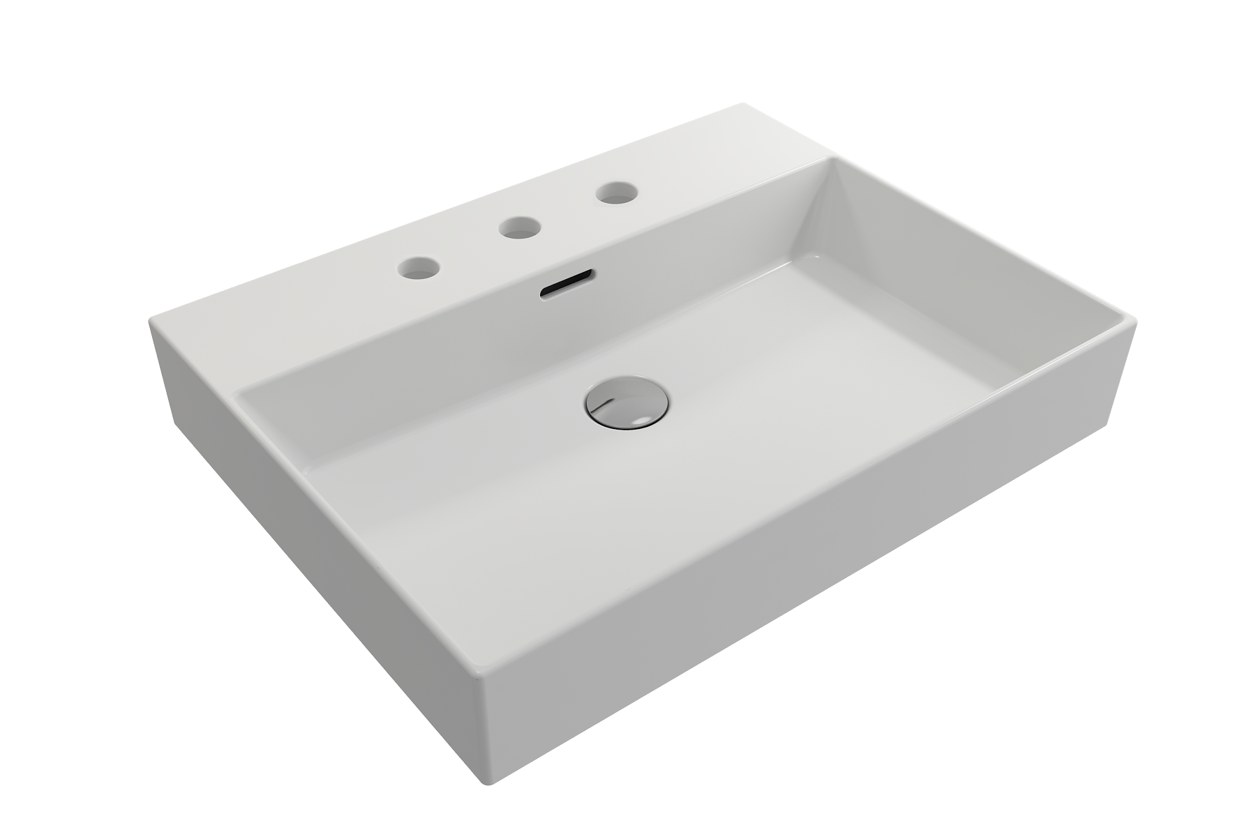 BOCCHI Milano 24" Rectangle Wallmount Fireclay Bathroom Sink, Matte White, 3 Faucet Hole, 1376-002-0127