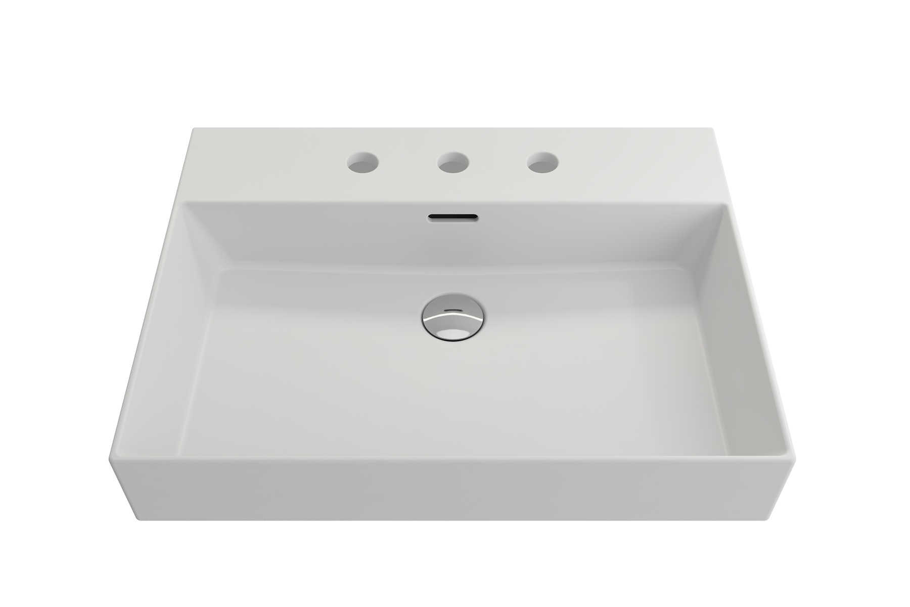 BOCCHI Milano 24" Rectangle Wallmount Fireclay Bathroom Sink, Matte White, 3 Faucet Hole, 1376-002-0127