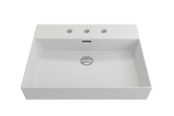 BOCCHI Milano 24" Rectangle Wallmount Fireclay Bathroom Sink, Matte White, 3 Faucet Hole, 1376-002-0127