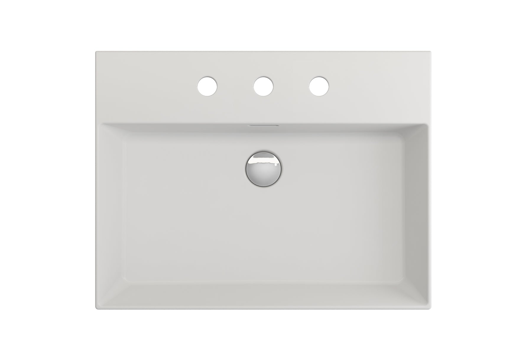 BOCCHI Milano 24" Rectangle Wallmount Fireclay Bathroom Sink, Matte White, 3 Faucet Hole, 1376-002-0127