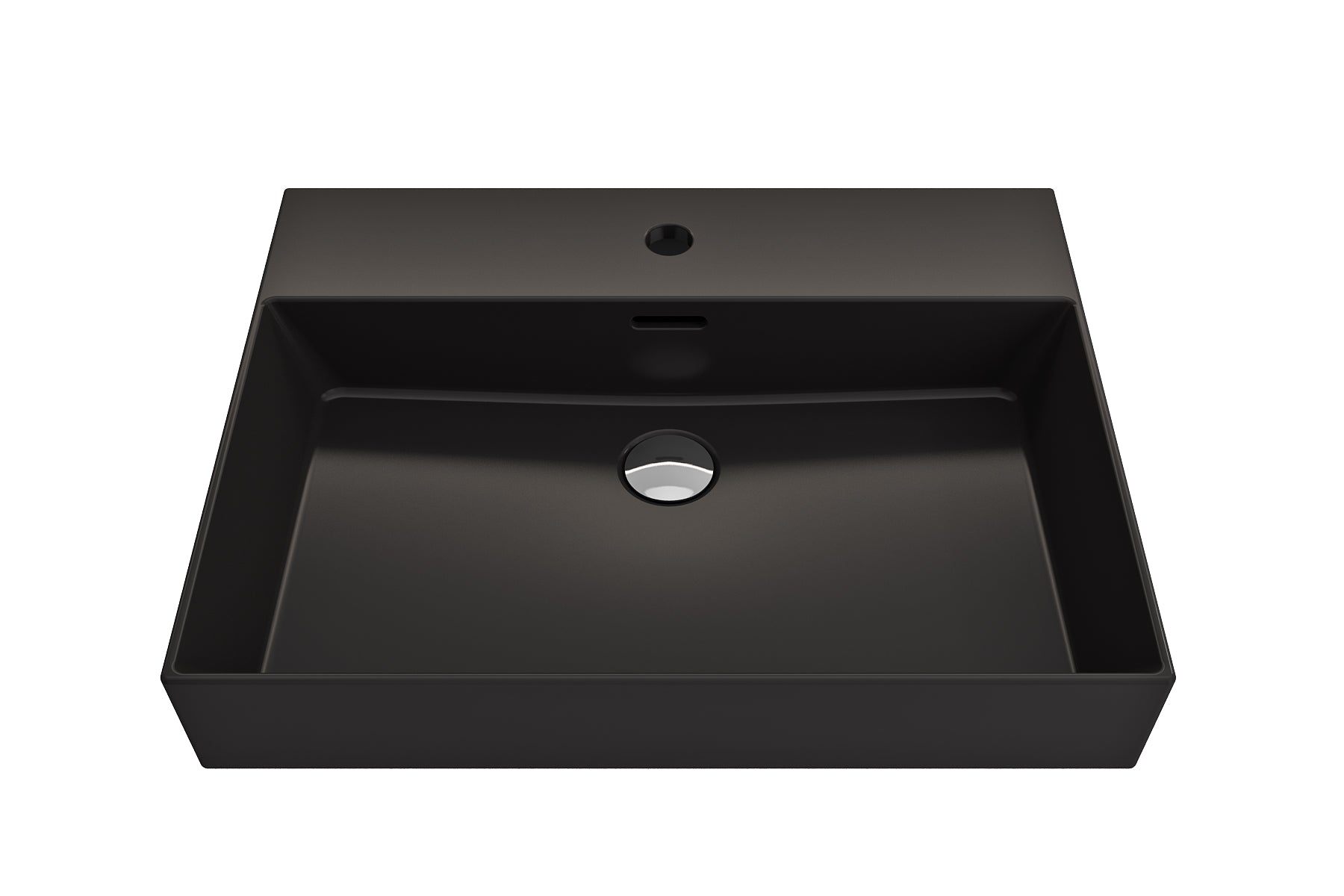 BOCCHI Milano 24" Rectangle Wallmount Fireclay Bathroom Sink, Matte Black, Single Faucet Hole, 1376-004-0126
