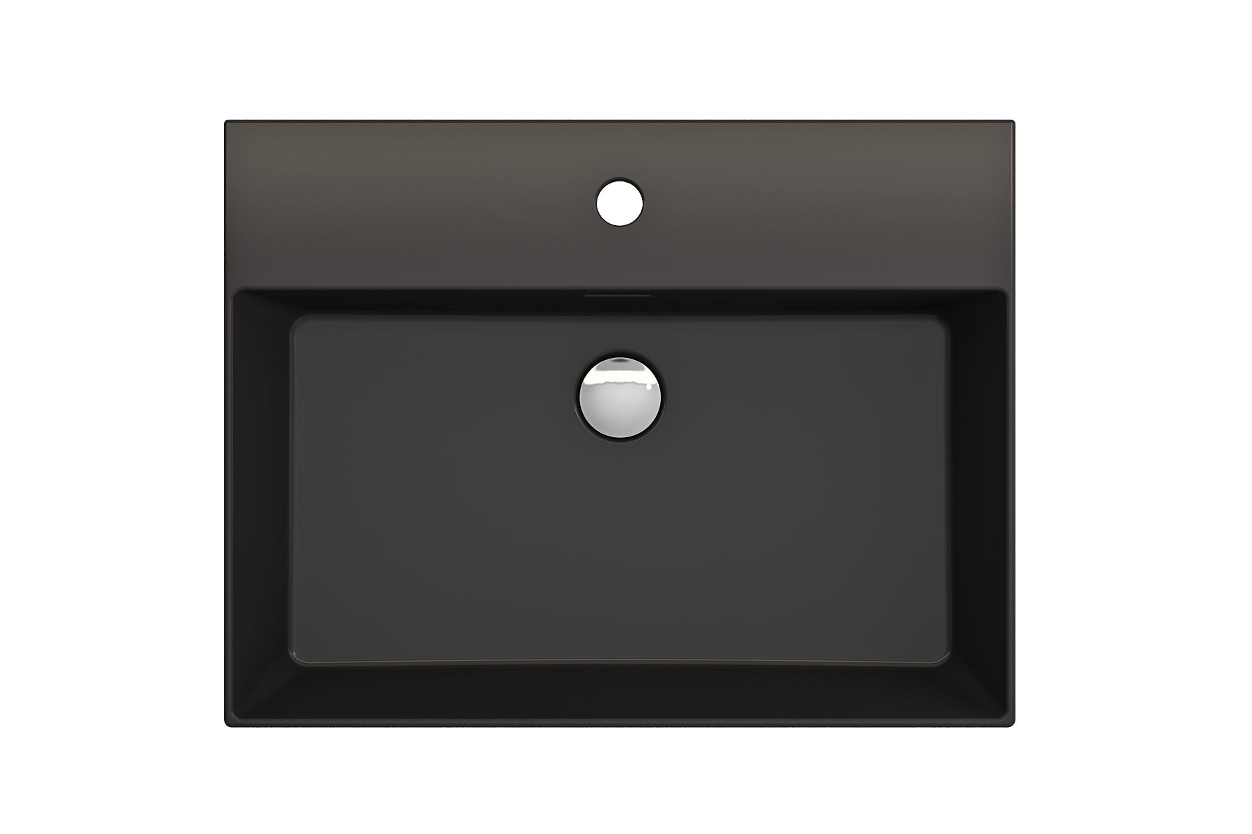BOCCHI Milano 24" Rectangle Wallmount Fireclay Bathroom Sink, Matte Black, Single Faucet Hole, 1376-004-0126