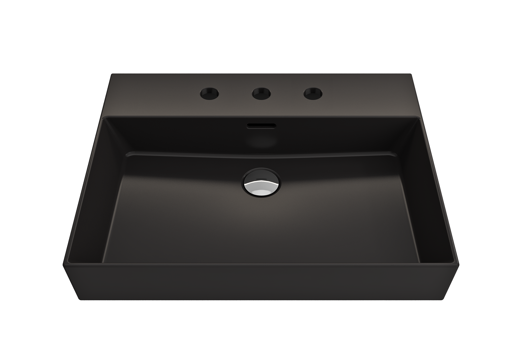 BOCCHI Milano 24" Rectangle Wallmount Fireclay Bathroom Sink, Matte Black, 3 Faucet Hole, 1376-004-0127
