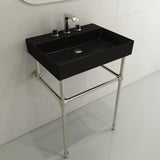 BOCCHI Milano 24" Rectangle Wallmount Fireclay Bathroom Sink, Matte Black, 3 Faucet Hole, 1376-004-0127