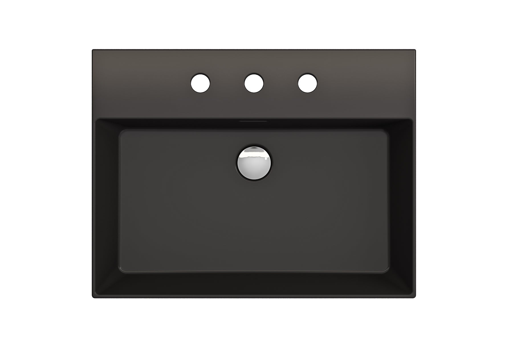 BOCCHI Milano 24" Rectangle Wallmount Fireclay Bathroom Sink, Matte Black, 3 Faucet Hole, 1376-004-0127