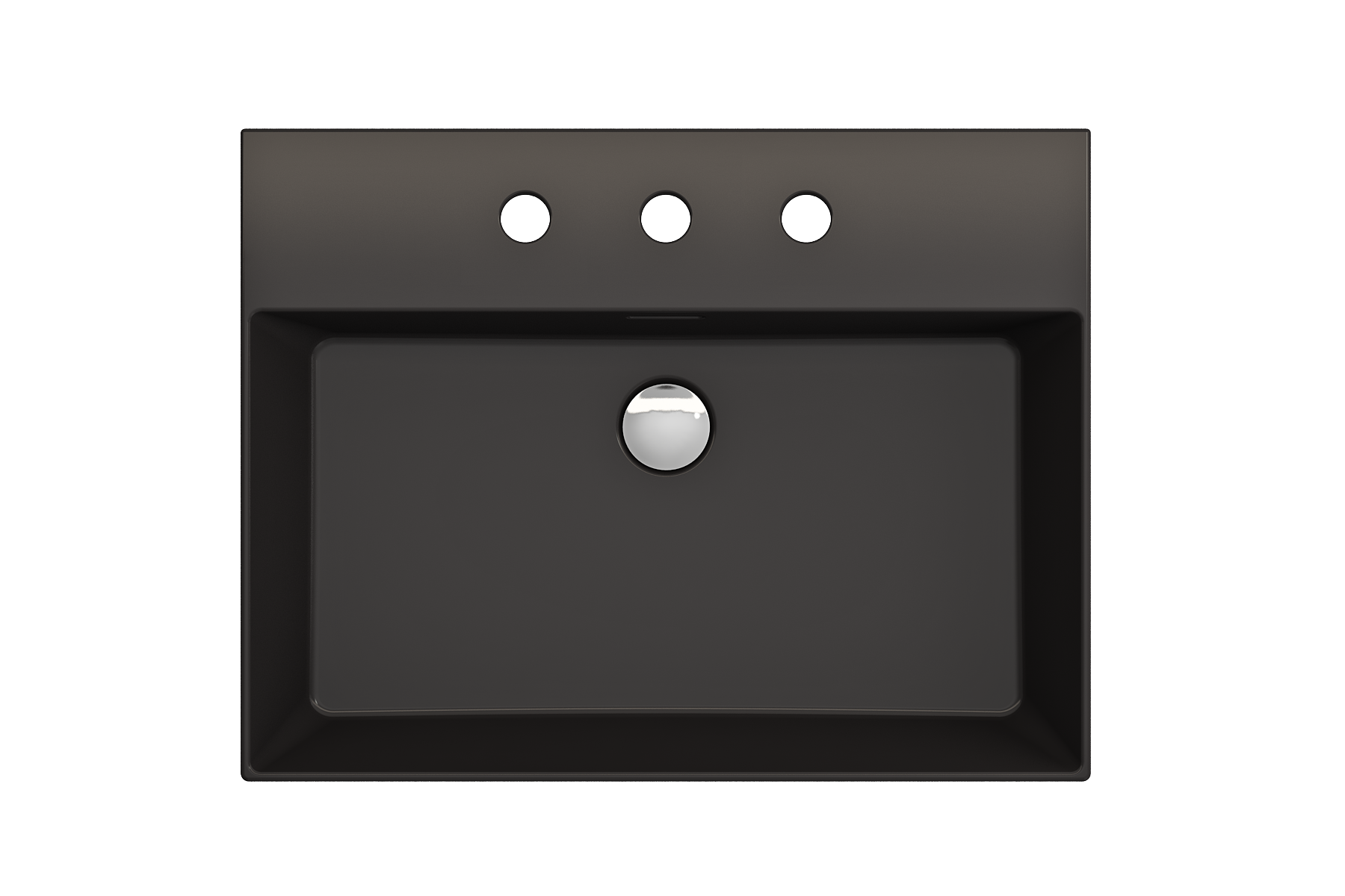 BOCCHI Milano 24" Rectangle Wallmount Fireclay Bathroom Sink, Matte Black, 3 Faucet Hole, 1376-004-0127