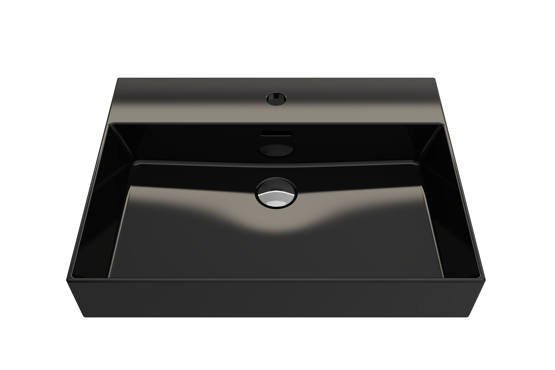 BOCCHI Milano 24" Rectangle Wallmount Fireclay Bathroom Sink, Black, Single Faucet Hole, 1376-005-0126