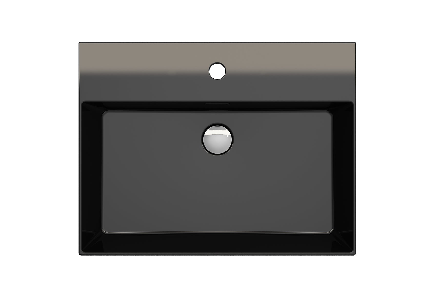 BOCCHI Milano 24" Rectangle Wallmount Fireclay Bathroom Sink, Black, Single Faucet Hole, 1376-005-0126