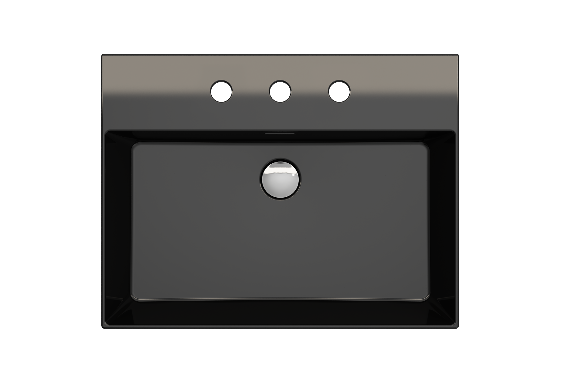 BOCCHI Milano 24" Rectangle Wallmount Fireclay Bathroom Sink, Black, 3 Faucet Hole, 1376-005-0127