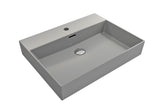 BOCCHI Milano 24" Rectangle Wallmount Fireclay Bathroom Sink, Matte Gray, Single Faucet Hole, 1376-006-0126