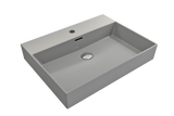 BOCCHI Milano 24" Rectangle Wallmount Fireclay Bathroom Sink, Matte Gray, Single Faucet Hole, 1376-006-0126