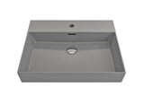 BOCCHI Milano 24" Rectangle Wallmount Fireclay Bathroom Sink, Matte Gray, Single Faucet Hole, 1376-006-0126