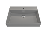 BOCCHI Milano 24" Rectangle Wallmount Fireclay Bathroom Sink, Matte Gray, Single Faucet Hole, 1376-006-0126