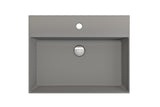 BOCCHI Milano 24" Rectangle Wallmount Fireclay Bathroom Sink, Matte Gray, Single Faucet Hole, 1376-006-0126