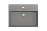 BOCCHI Milano 24" Rectangle Wallmount Fireclay Bathroom Sink, Matte Gray, Single Faucet Hole, 1376-006-0126