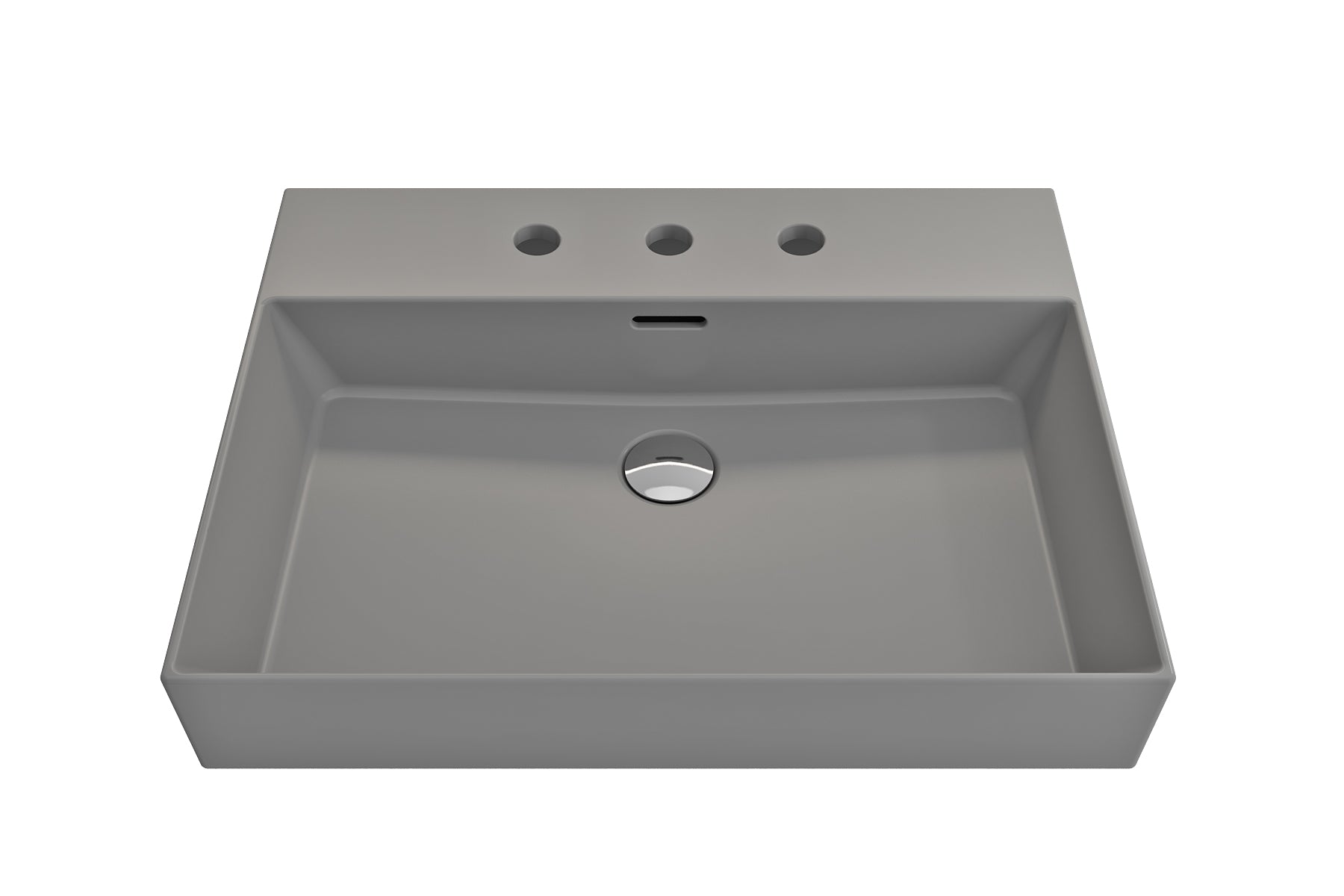 BOCCHI Milano 24" Rectangle Wallmount Fireclay Bathroom Sink, Matte Gray, 3 Faucet Hole, 1376-006-0127