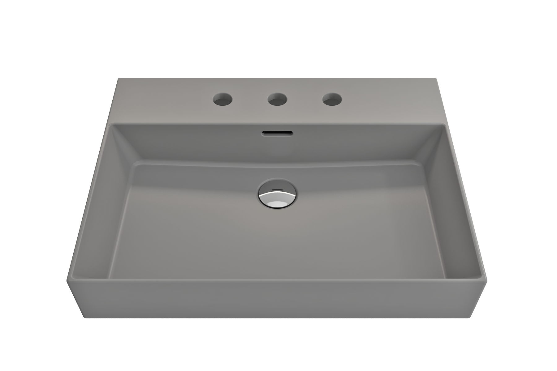 BOCCHI Milano 24" Rectangle Wallmount Fireclay Bathroom Sink, Matte Gray, 3 Faucet Hole, 1376-006-0127