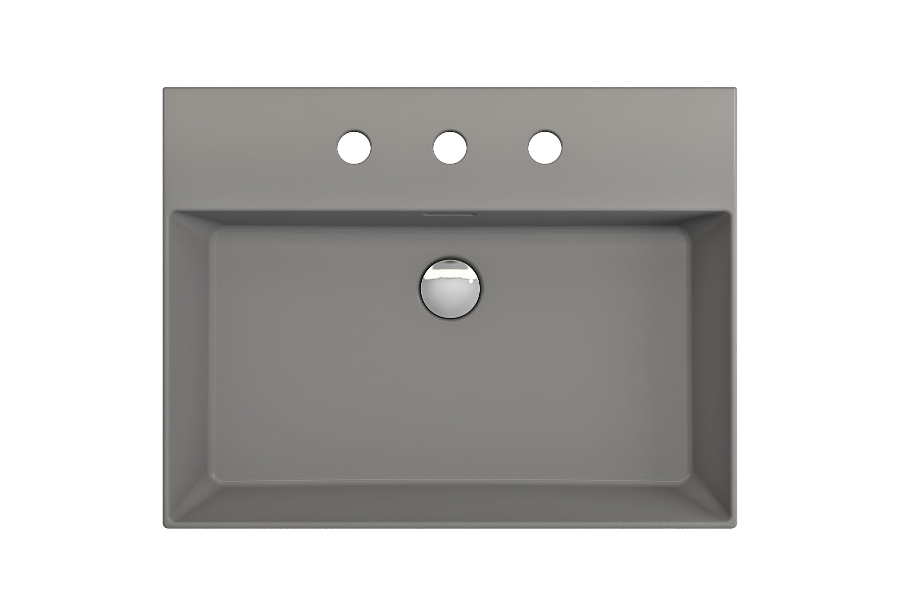 BOCCHI Milano 24" Rectangle Wallmount Fireclay Bathroom Sink, Matte Gray, 3 Faucet Hole, 1376-006-0127