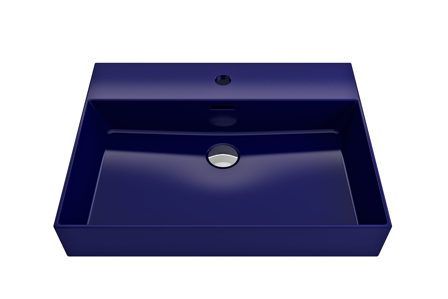 BOCCHI Milano 24" Rectangle Wallmount Fireclay Bathroom Sink, Sapphire Blue, Single Faucet Hole, 1376-010-0126