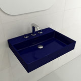 BOCCHI Milano 24" Rectangle Wallmount Fireclay Bathroom Sink, Sapphire Blue, 3 Faucet Hole, 1376-010-0127