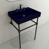 BOCCHI Milano 24" Rectangle Wallmount Fireclay Bathroom Sink, Sapphire Blue, 3 Faucet Hole, 1376-010-0127