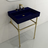 BOCCHI Milano 24" Rectangle Wallmount Fireclay Bathroom Sink, Sapphire Blue, 3 Faucet Hole, 1376-010-0127