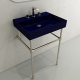 BOCCHI Milano 24" Rectangle Wallmount Fireclay Bathroom Sink, Sapphire Blue, 3 Faucet Hole, 1376-010-0127