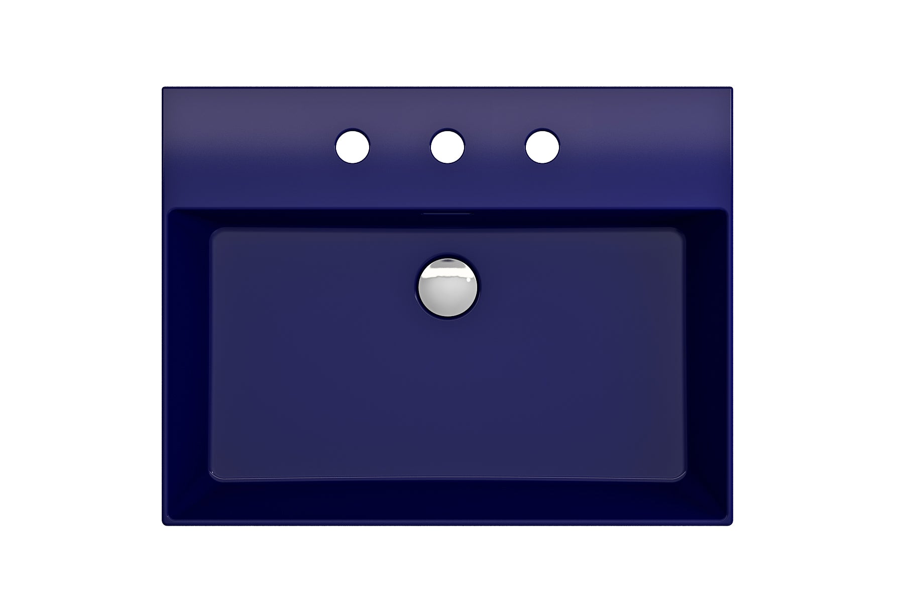 BOCCHI Milano 24" Rectangle Wallmount Fireclay Bathroom Sink, Sapphire Blue, 3 Faucet Hole, 1376-010-0127