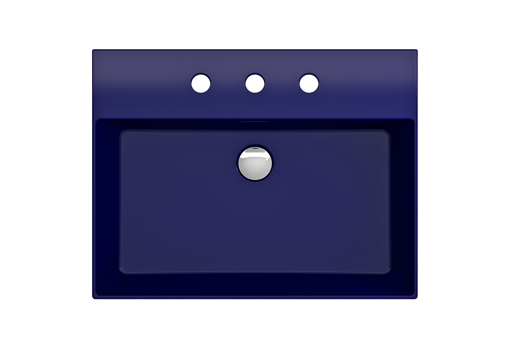BOCCHI Milano 24" Rectangle Wallmount Fireclay Bathroom Sink, Sapphire Blue, 3 Faucet Hole, 1376-010-0127