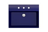 BOCCHI Milano 24" Rectangle Wallmount Fireclay Bathroom Sink, Sapphire Blue, 3 Faucet Hole, 1376-010-0127