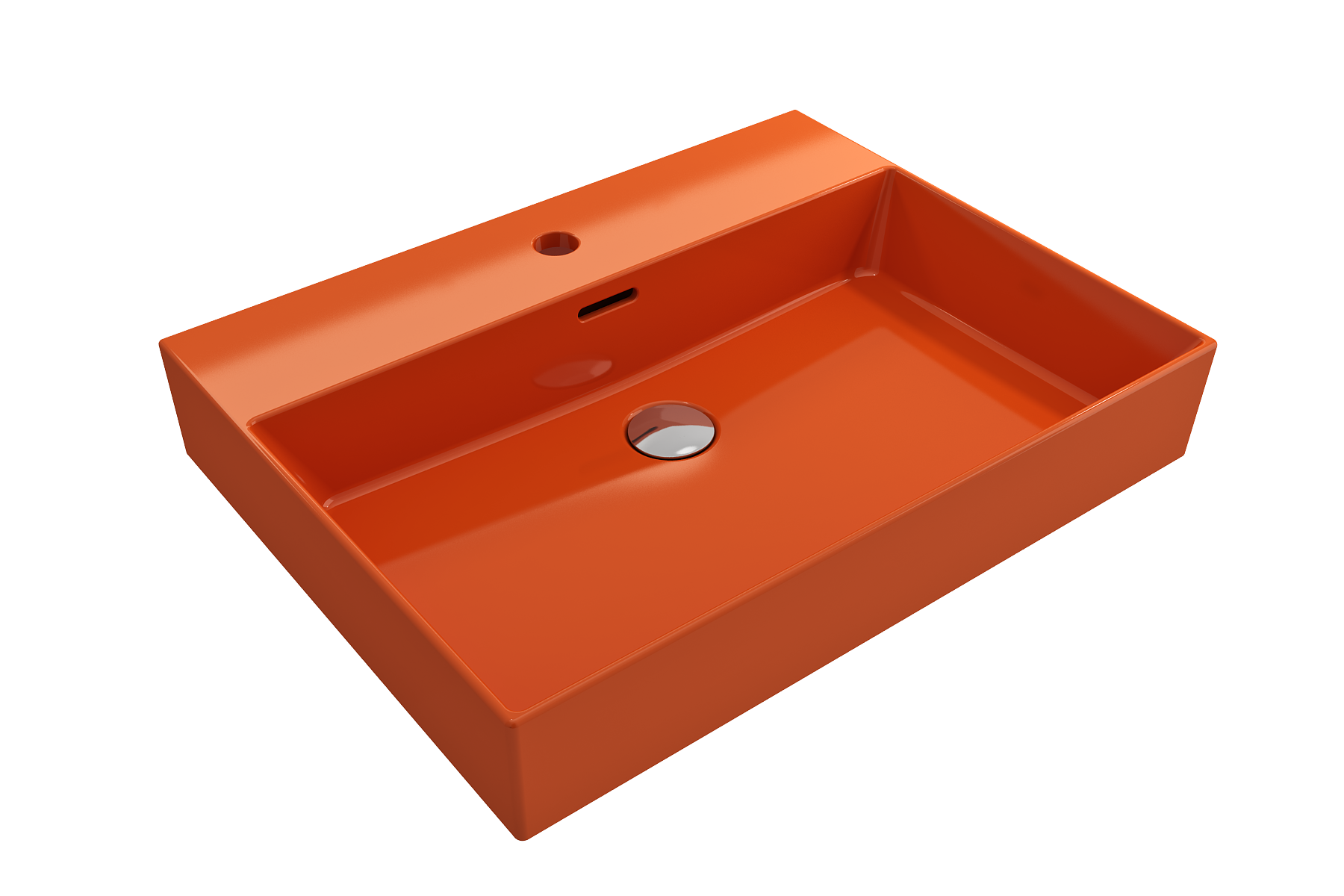 BOCCHI Milano 24" Rectangle Wallmount Fireclay Bathroom Sink, Orange, Single Faucet Hole, 1376-012-0126