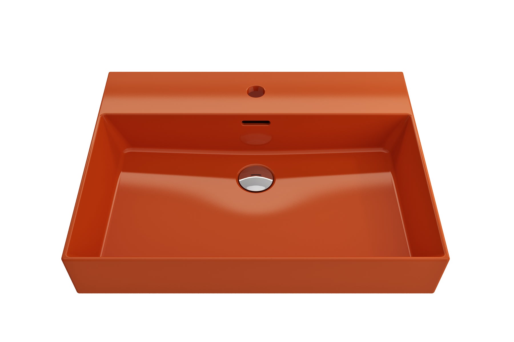 BOCCHI Milano 24" Rectangle Wallmount Fireclay Bathroom Sink, Orange, Single Faucet Hole, 1376-012-0126