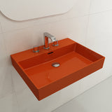 BOCCHI Milano 24" Rectangle Wallmount Fireclay Bathroom Sink, Orange, 3 Faucet Hole, 1376-012-0127