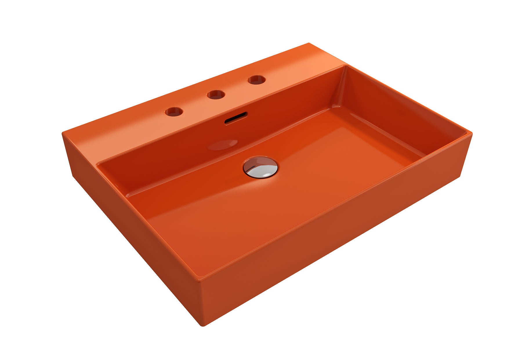 BOCCHI Milano 24" Rectangle Wallmount Fireclay Bathroom Sink, Orange, 3 Faucet Hole, 1376-012-0127