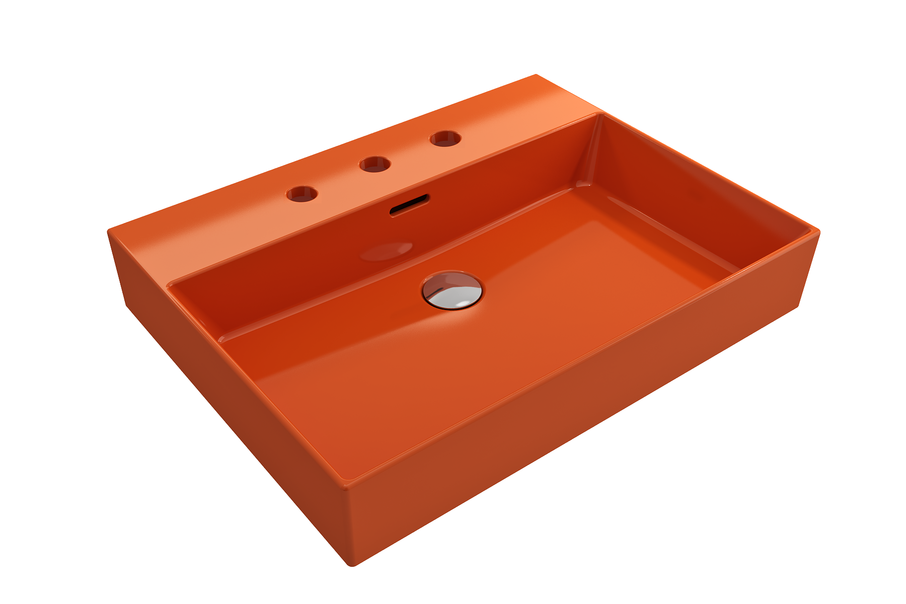 BOCCHI Milano 24" Rectangle Wallmount Fireclay Bathroom Sink, Orange, 3 Faucet Hole, 1376-012-0127