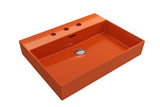 BOCCHI Milano 24" Rectangle Wallmount Fireclay Bathroom Sink, Orange, 3 Faucet Hole, 1376-012-0127