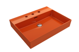 BOCCHI Milano 24" Rectangle Wallmount Fireclay Bathroom Sink, Orange, 3 Faucet Hole, 1376-012-0127