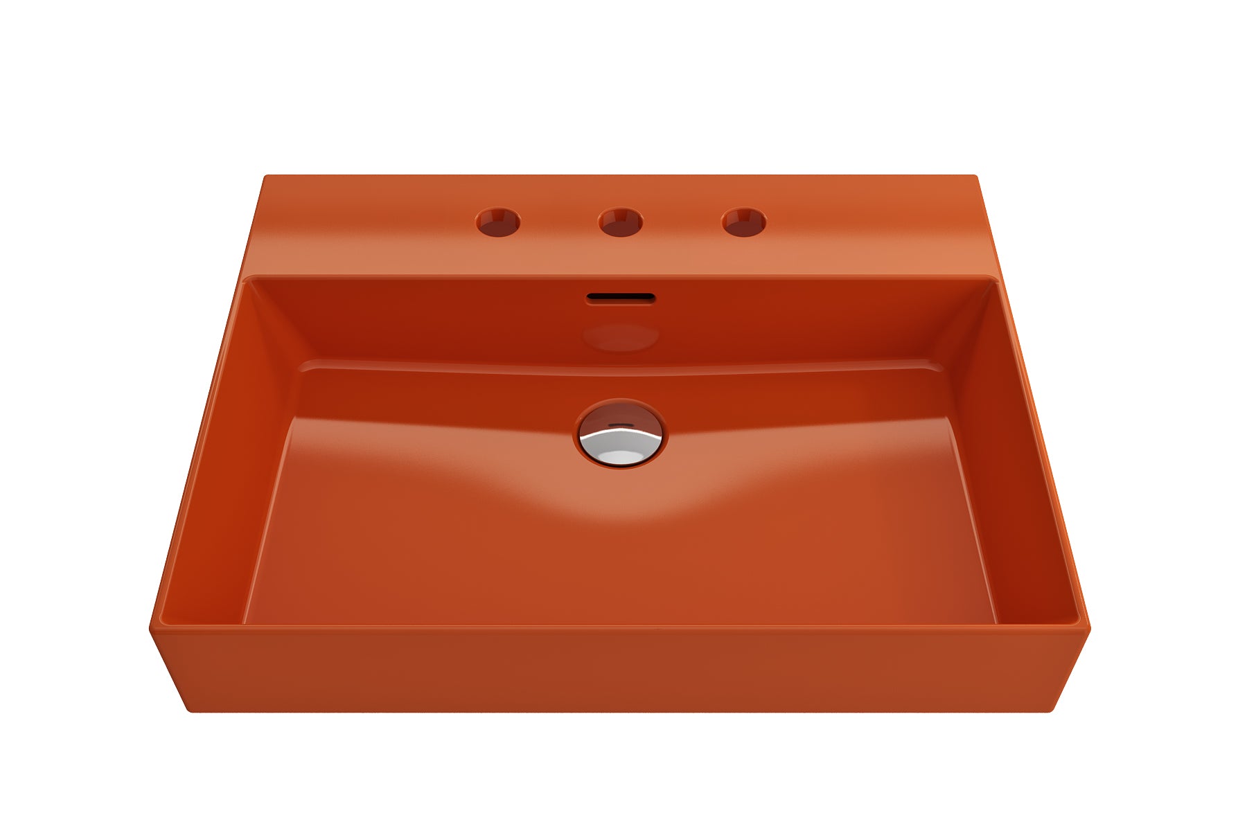 BOCCHI Milano 24" Rectangle Wallmount Fireclay Bathroom Sink, Orange, 3 Faucet Hole, 1376-012-0127