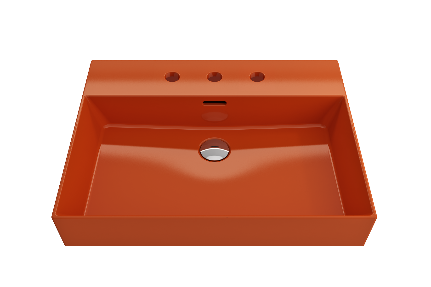 BOCCHI Milano 24" Rectangle Wallmount Fireclay Bathroom Sink, Orange, 3 Faucet Hole, 1376-012-0127