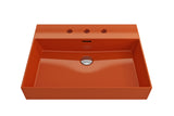 BOCCHI Milano 24" Rectangle Wallmount Fireclay Bathroom Sink, Orange, 3 Faucet Hole, 1376-012-0127